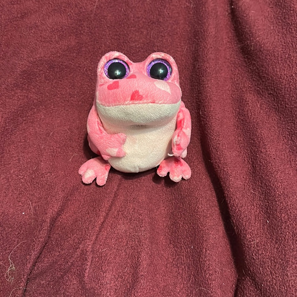 Beanie boo smitten pink frog valentines heart plush